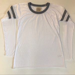 Chaser long sleeve top with grey stripes.